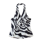 Gilet halter donna stampa zebrata con bottoni - vista frontale