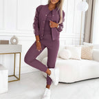 Women's 3-Piece Office Style Suit - Vest, Jacket, and High-Waisted Pencil Pants