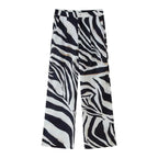 Pantaloni donna a gamba larga stampa zebrata - vista frontale