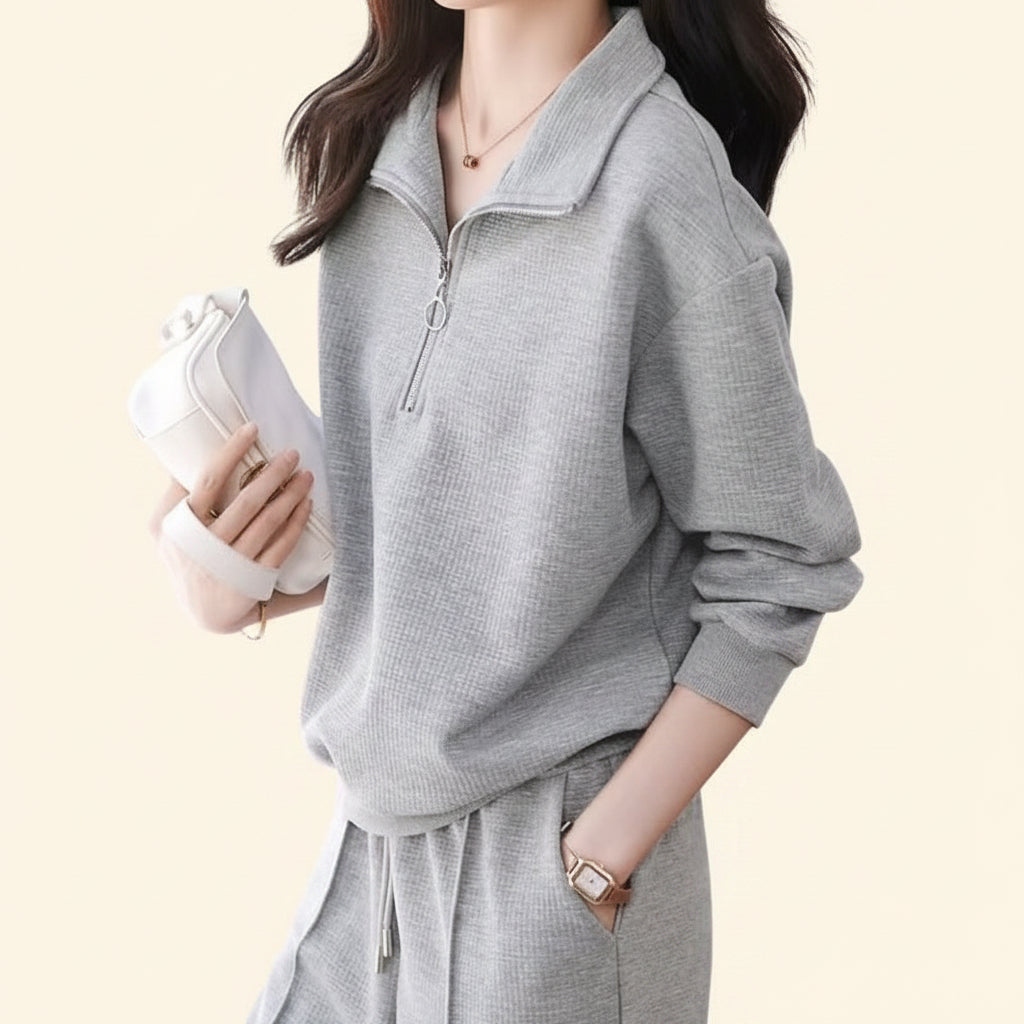 Women's Casual Sportswear Set – Zip-Up Sweatshirt and Pants