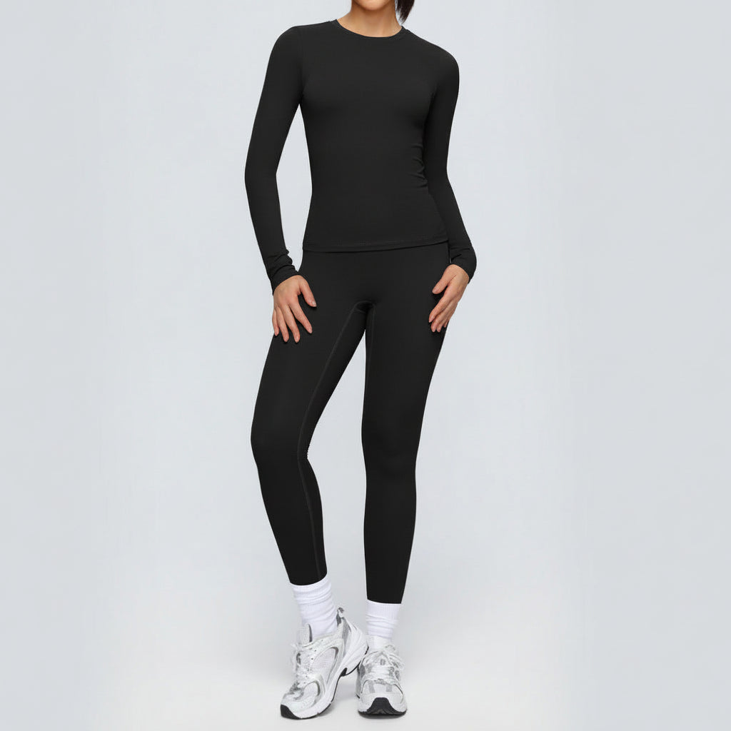 Women's Fitted Sports Set – Long Sleeve Top and Leggings