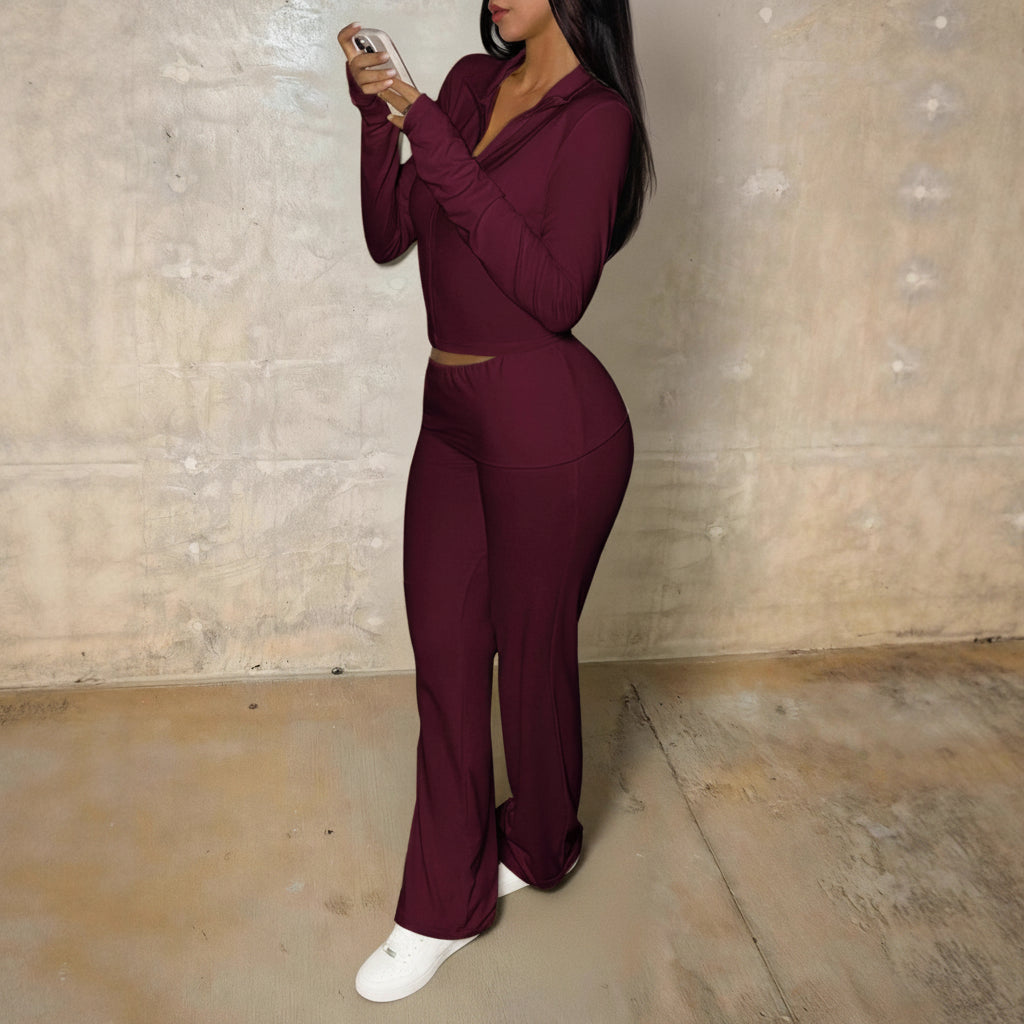 Women's Yoga Set - Long Sleeve Jacket and Tight Leggings