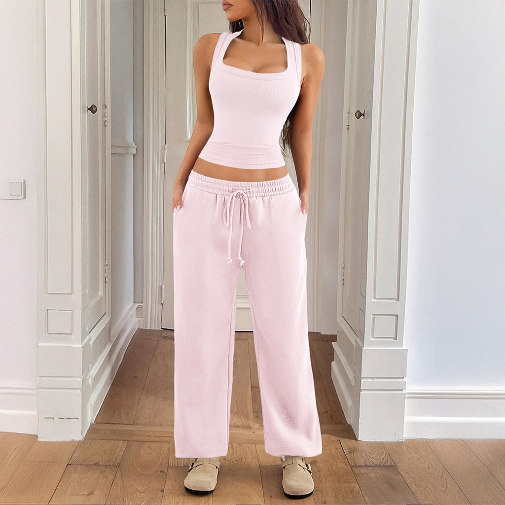 Women's Sport Set – Sleeveless Tank Top and Straight-Leg Trousers