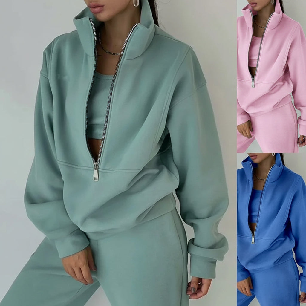 Women's Sportswear Set – Zip-Up Sweatshirt and Pants