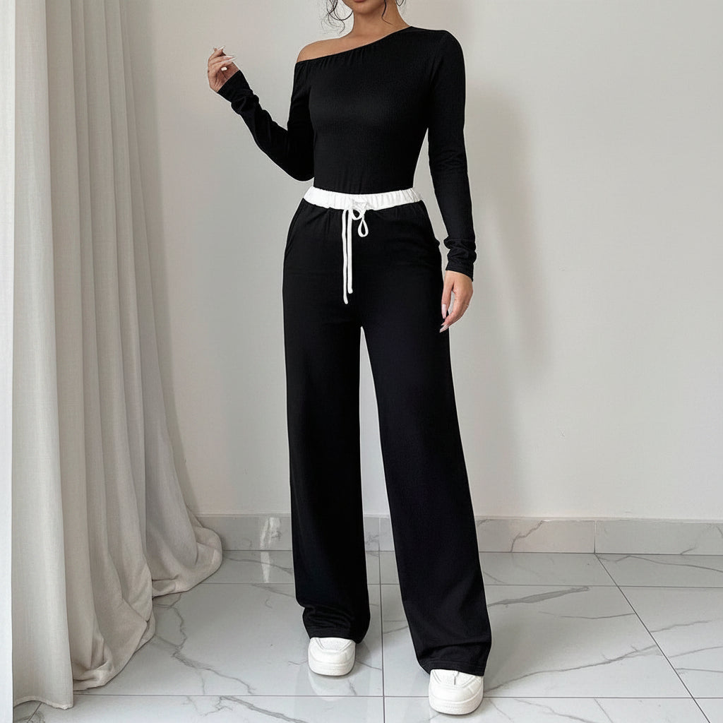 Women's 2-Piece T-shirt and Wide-Leg Pants Set Casual Chic