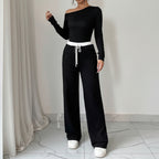 Women's 2-Piece T-shirt and Wide-Leg Pants Set Casual Chic