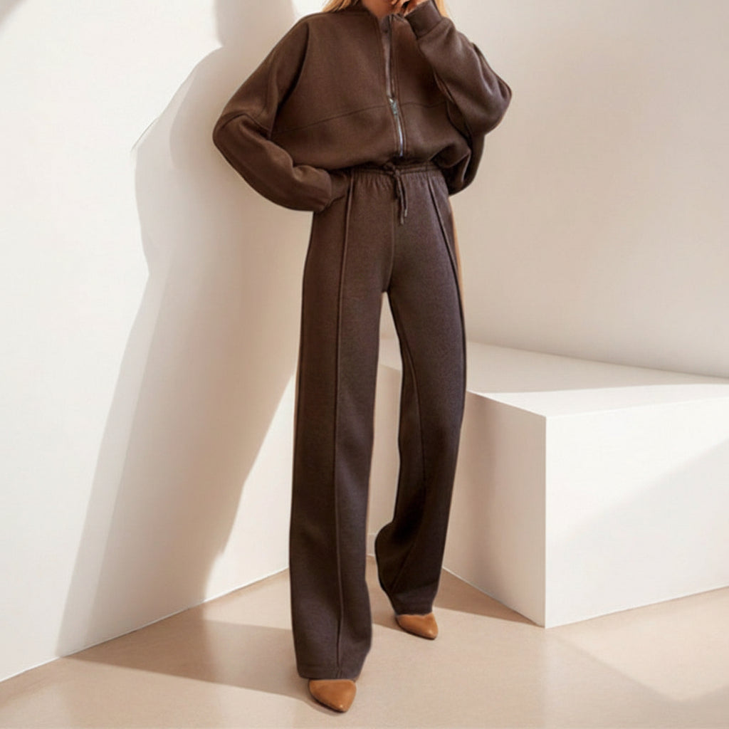 Completo Business Casual Donna 2 Pezzi - Cardigan Zip e Pantaloni Lunghi