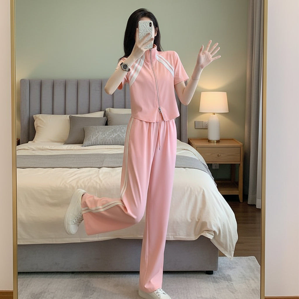 Women's 2-Piece Set – Short-Sleeve Top and Wide-Leg Pants