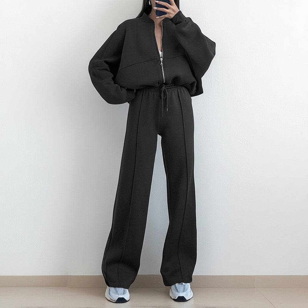 Completo Business Casual Donna 2 Pezzi - Cardigan Zip e Pantaloni Lunghi