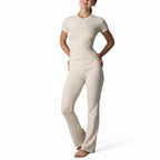 Completo Donna 2 Pezzi - Top Corto Maniche Corte e Pantaloni Zampa Cotone