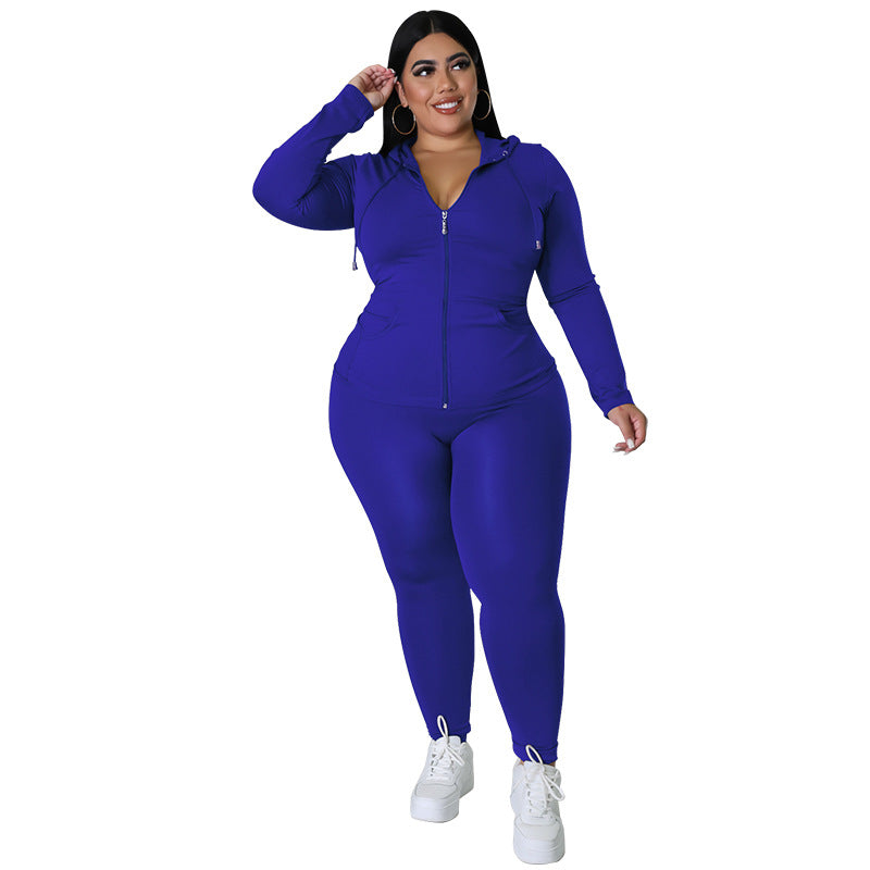 Women's Plus Size Tracksuit - Zip Hoodie and Leggings