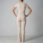 Completo Donna 2 Pezzi - Top Corto Maniche Corte e Pantaloni Zampa Cotone