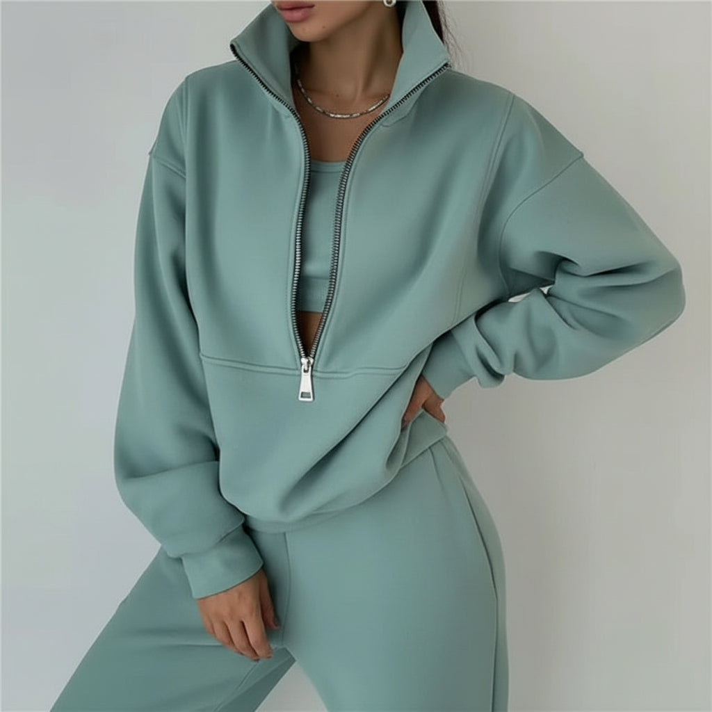 Women's Sportswear Set – Zip-Up Sweatshirt and Pants