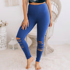 Women's High Waisted Leggings - Skinny Cut-Out Stretch