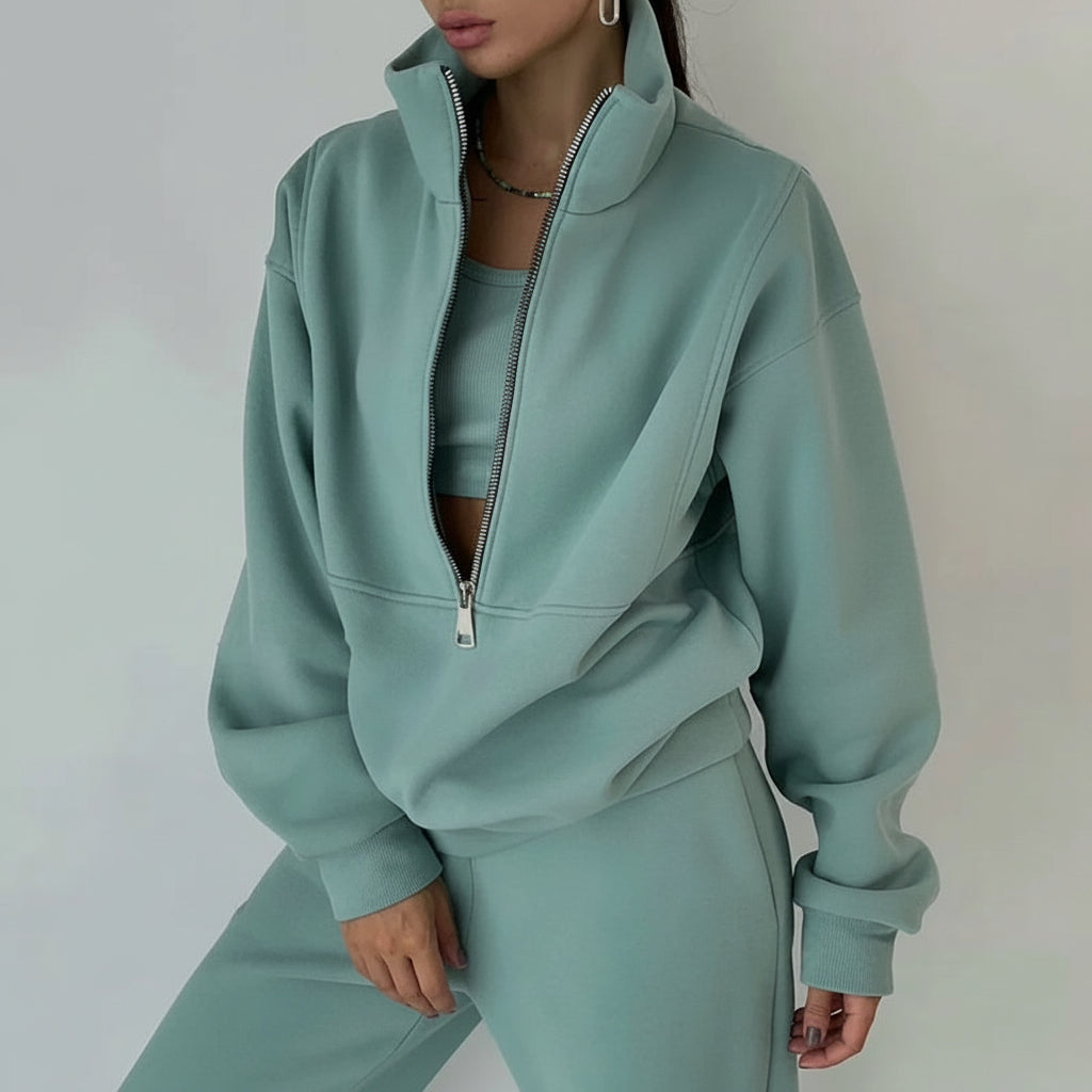 Women's Sportswear Set – Zip-Up Sweatshirt and Pants