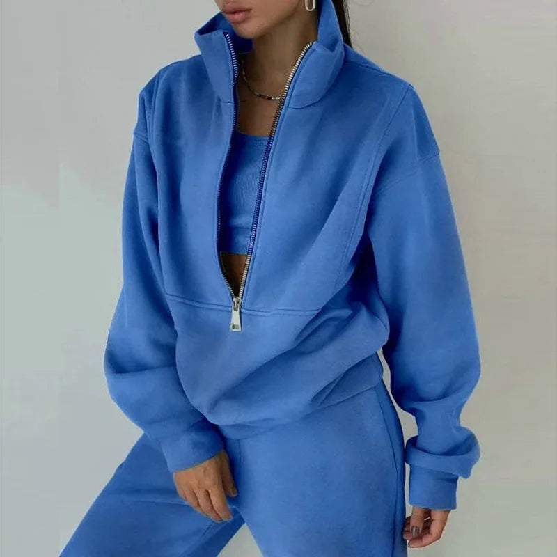 Women's Sportswear Set – Zip-Up Sweatshirt and Pants