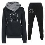 Women's Athletic Set - Hoodie and Heart Print Pants