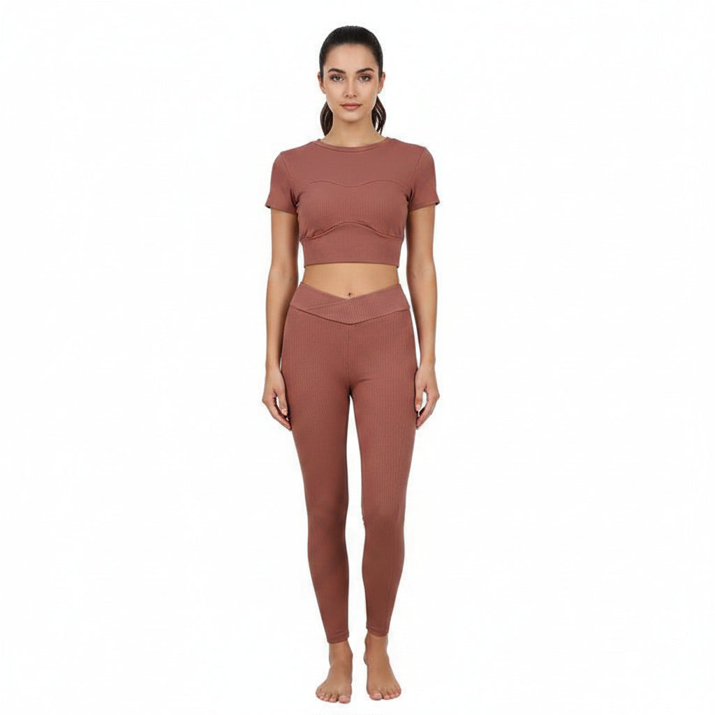 Completo Donna 2 Pezzi - Top Maniche Corte Aderente e Pantaloni Lunghi