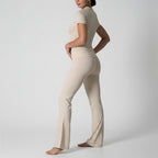 Completo Donna 2 Pezzi - Top Corto Maniche Corte e Pantaloni Zampa Cotone