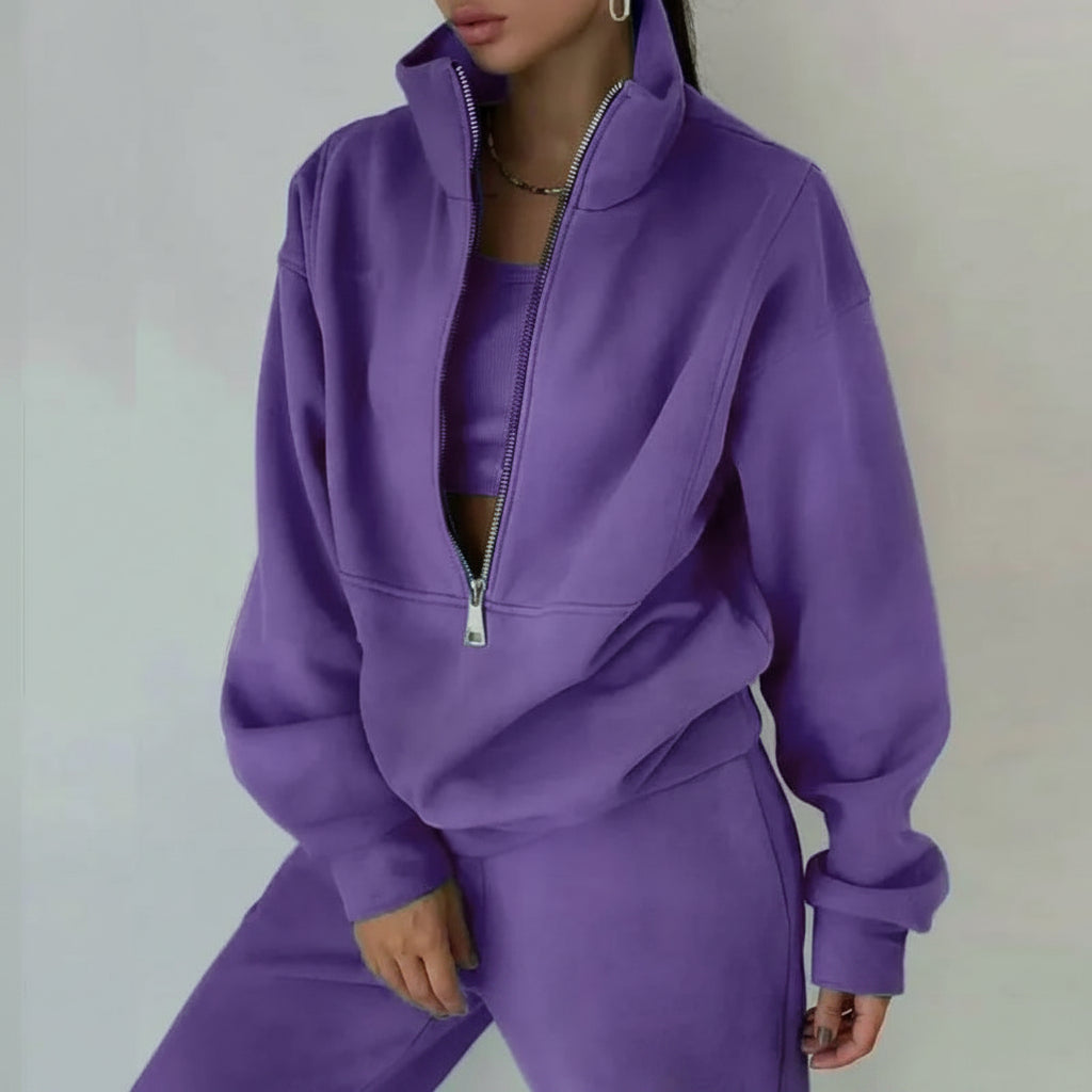 Women's Sportswear Set – Zip-Up Sweatshirt and Pants
