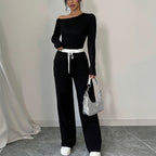 Women's 2-Piece T-shirt and Wide-Leg Pants Set Casual Chic
