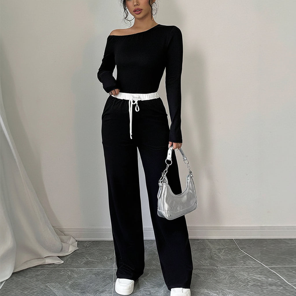 Women's 2-Piece T-shirt and Wide-Leg Pants Set Casual Chic