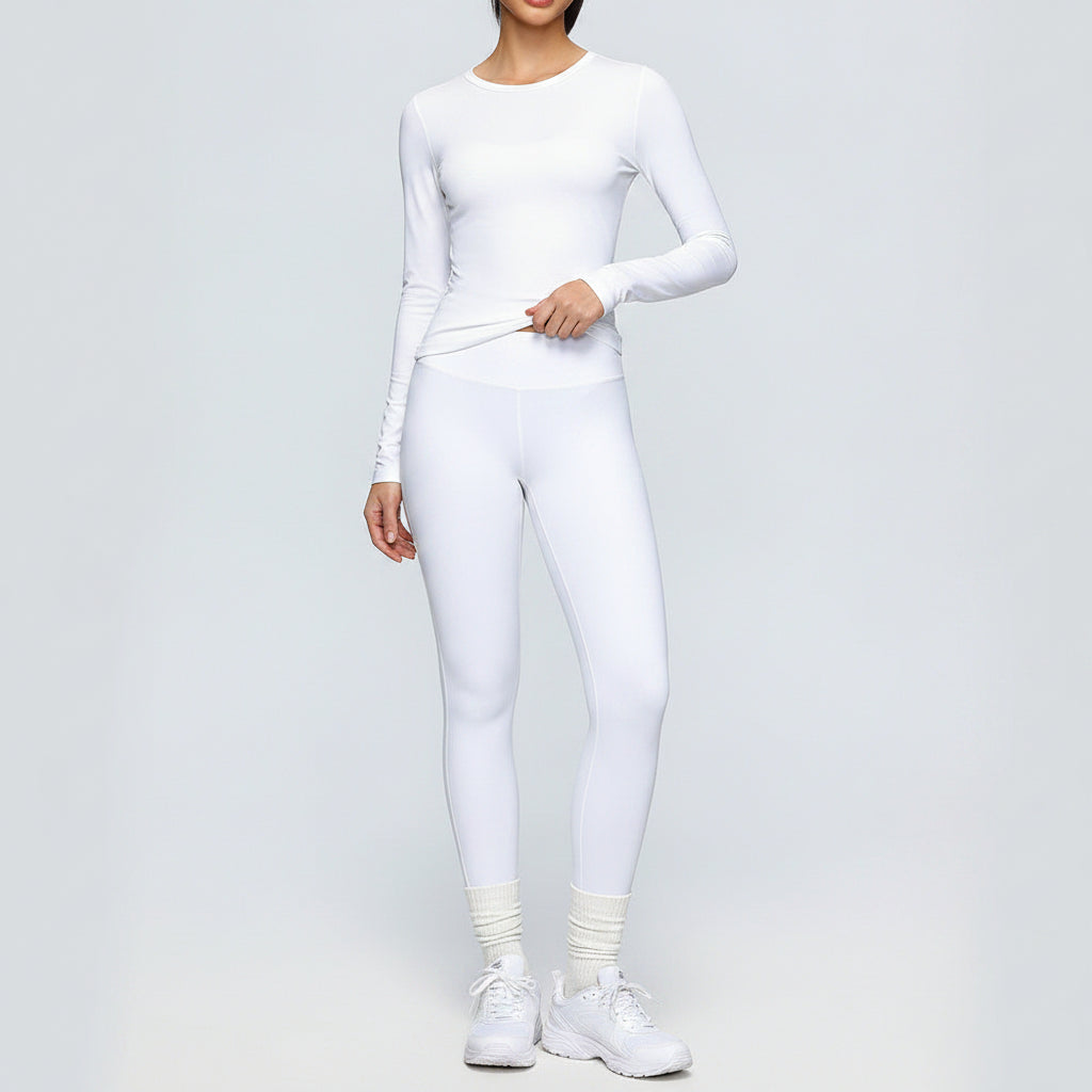 Women's Fitted Sports Set – Long Sleeve Top and Leggings