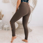 Women's High Waisted Leggings - Skinny Cut-Out Stretch