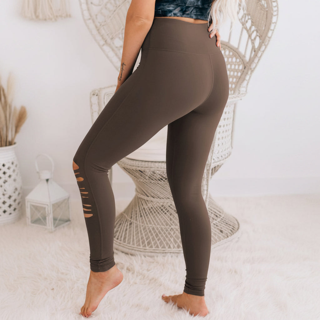 Women's High Waisted Leggings - Skinny Cut-Out Stretch