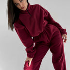 Women's High Neck Zip Sweatshirt Set – 2 Piece Casual Outfit | Lynoro