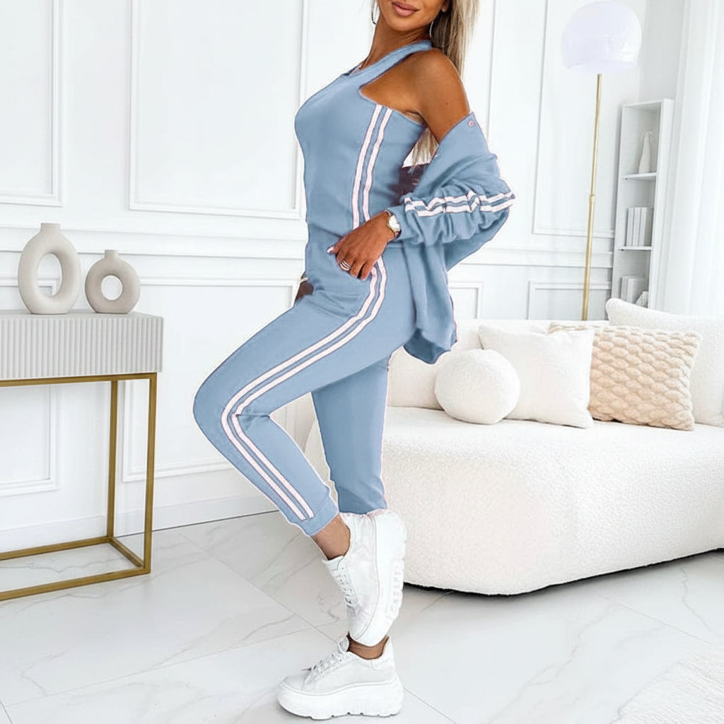 Women's 3-Piece Office Style Suit - Vest, Jacket, and High-Waisted Pencil Pants