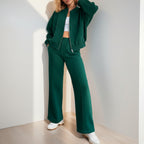Completo Business Casual Donna 2 Pezzi - Cardigan Zip e Pantaloni Lunghi