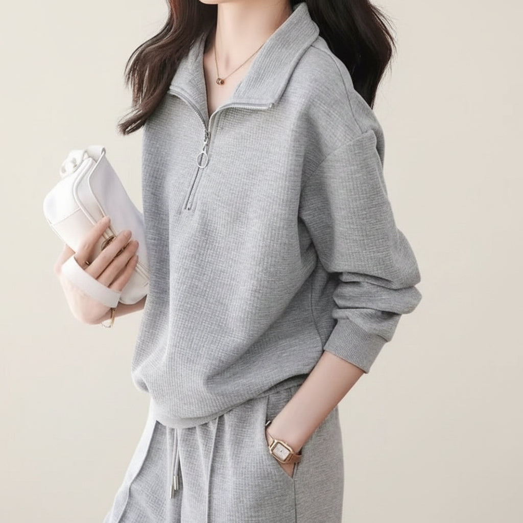 Women's Casual Sportswear Set – Zip-Up Sweatshirt and Pants