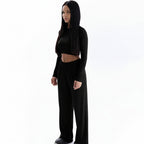Women's Casual Sport Set – Crop Top and Wide-Leg Pants