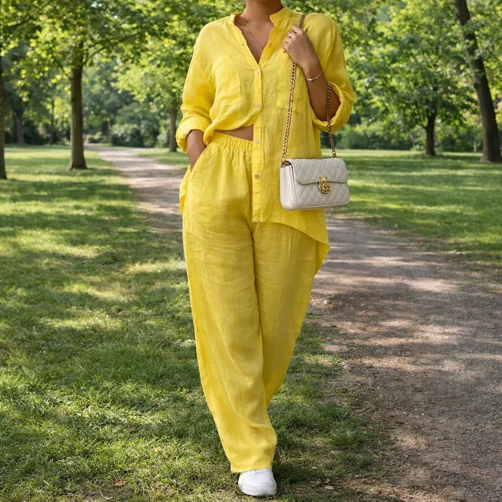 Women's Linen and Cotton Set – Shirt and Palazzo Trousers | Lynoro