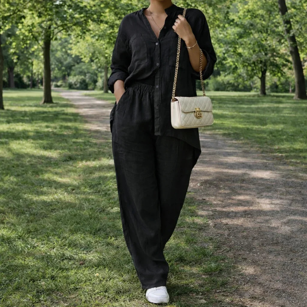 Women's Linen and Cotton Set – Shirt and Palazzo Trousers | Lynoro