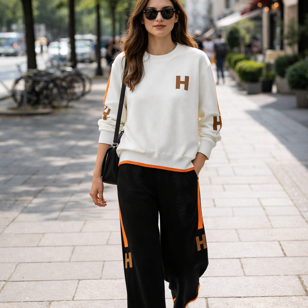 Women's Casual Sport Set – Crew Neck Top and Sweatpants