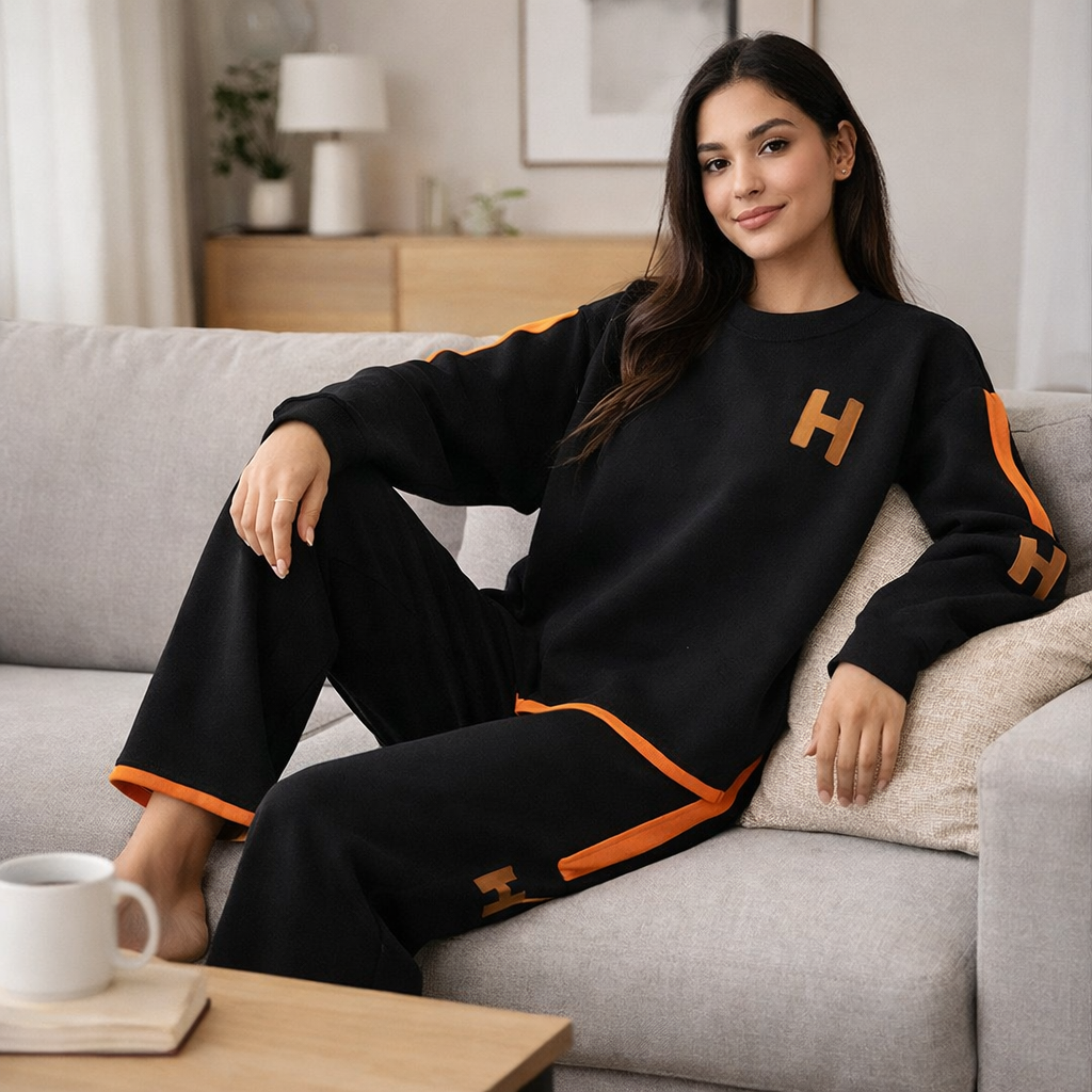Women's Casual Sport Set – Crew Neck Top and Sweatpants