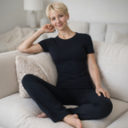 Completo Donna 2 Pezzi - Top Corto Maniche Corte e Pantaloni Zampa Cotone