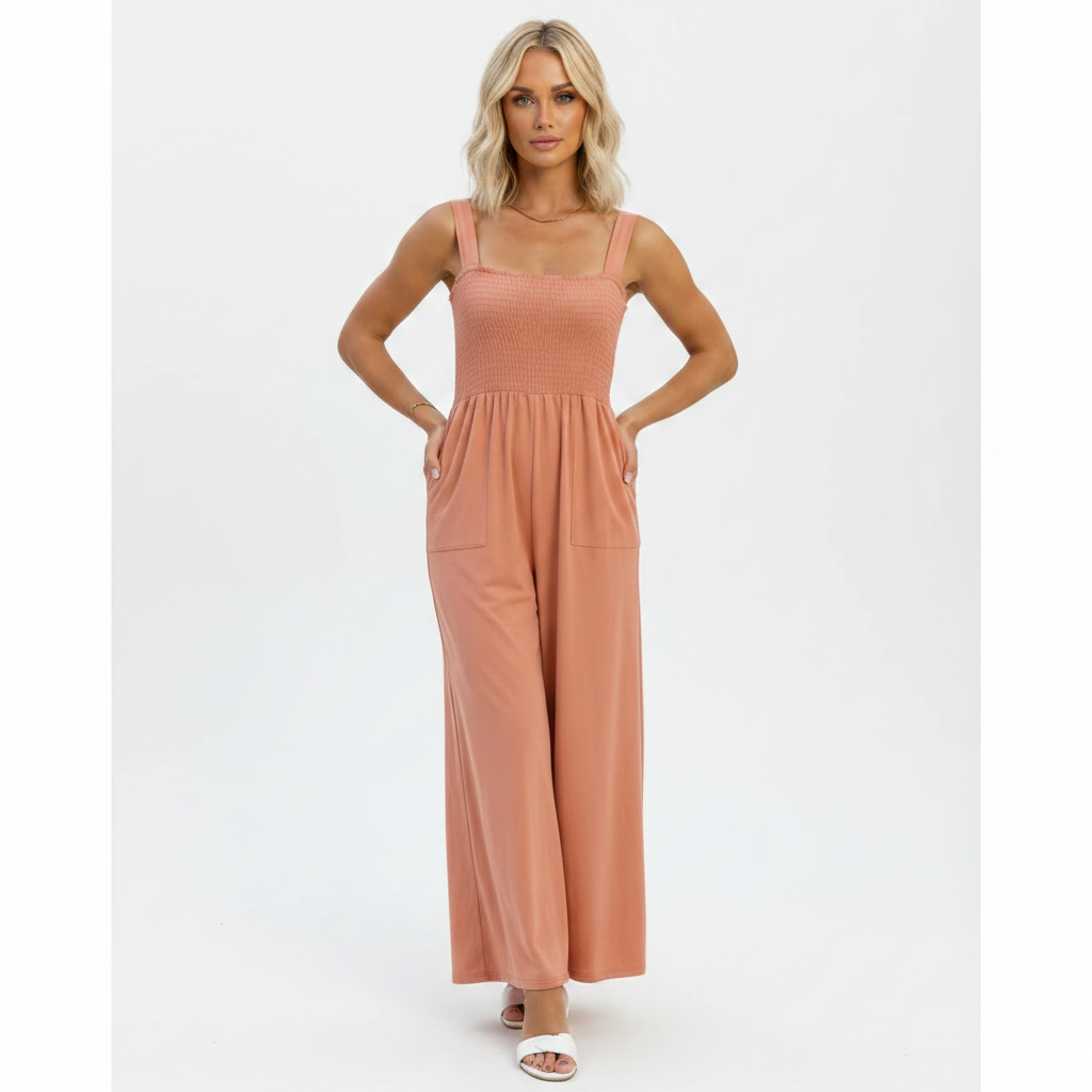 Women's Casual Jumpsuit with Pockets - Loose Multicolor Vacation Style Pants