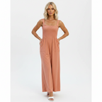 Women's Casual Jumpsuit with Pockets - Loose Multicolor Vacation Style Pants