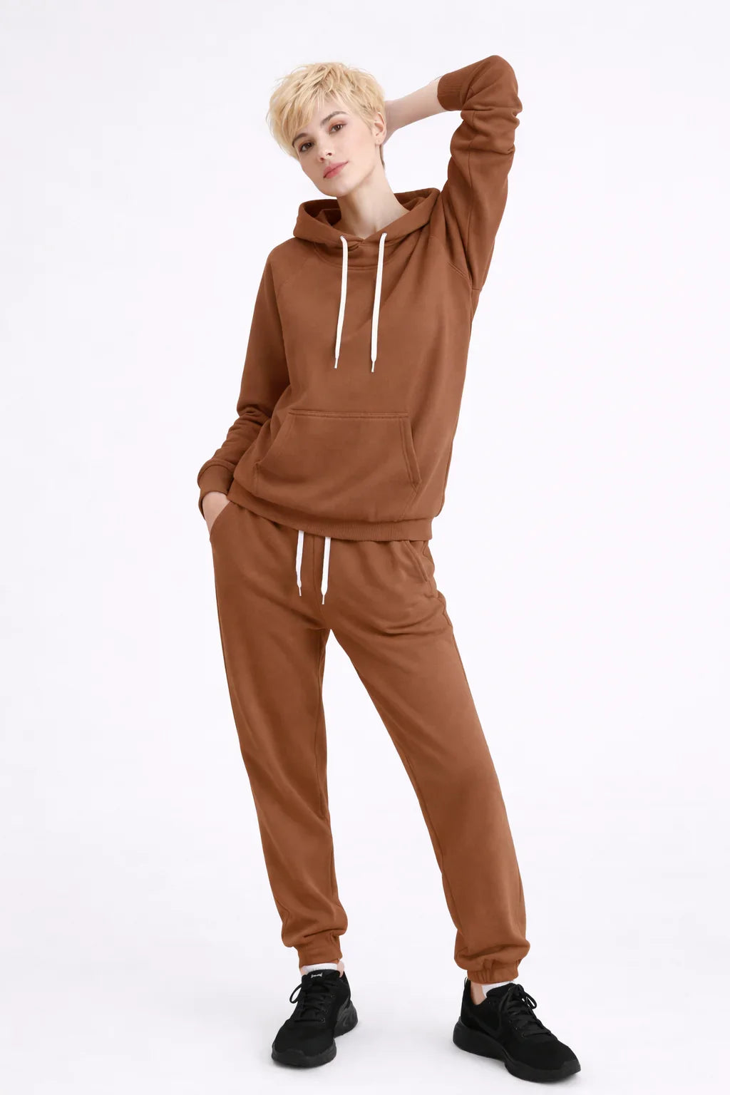 Completo Donna 2 Pezzi - Felpa con Cappuccio e Pantaloni Tuta Casual Plus Size