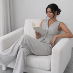 Women's 2-Piece Elegant Outfit - Sleeveless Single-Breasted Vest and Long Pants