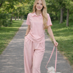 Completo Donna 2 Pezzi - Top Maniche 3/4 e Pantaloni Wide Leg Casual