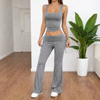 Women's 2-Piece Athletic Set - Sleeveless Top and Casual Long Pants
