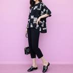 Completo 2 Pezzi Donna Taglie Comode - Top e Pantaloni a Quadri