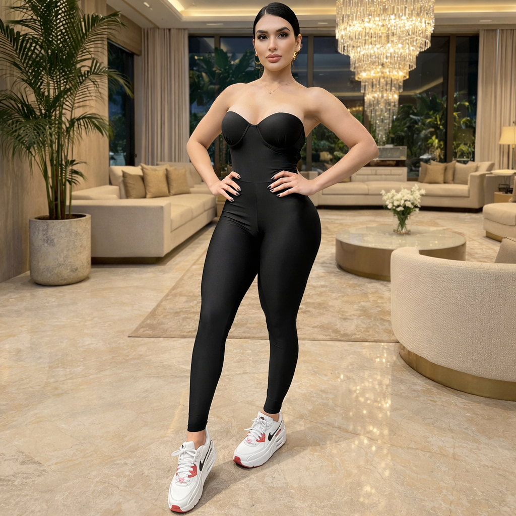 Women's Skinny Backless Jumpsuit - Sexy Strapless Bodysuit