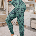 Women's Green Leopard Print Sports Leggings – Fitness and Yoga | Lynoro