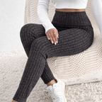 Women's High-Waisted Ribbed Leggings – Grey, Black, and Dark Grey | Lynoro