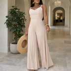 Women's One-Piece Jumpsuit – One-Shoulder Adjustable Waist Wide Leg